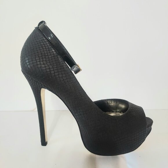 Black Bebe Adriana Ankle strap stiletto heels size 7 women's - Picture 3 of 7